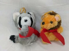 Dan Brechner Raccoon Lion Plush Ornaments Lot 4 Inch Stuffed Animal Toy