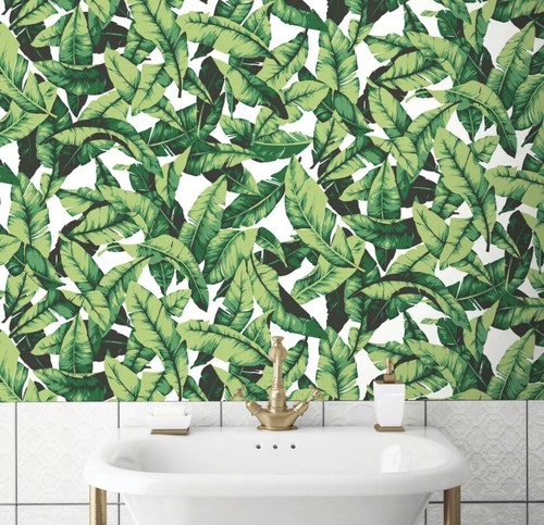 Roommates Palm Leaf Botanical Tropical Green Boho Peel & Stick Wallpaper 28 - Picture 3 of 9
