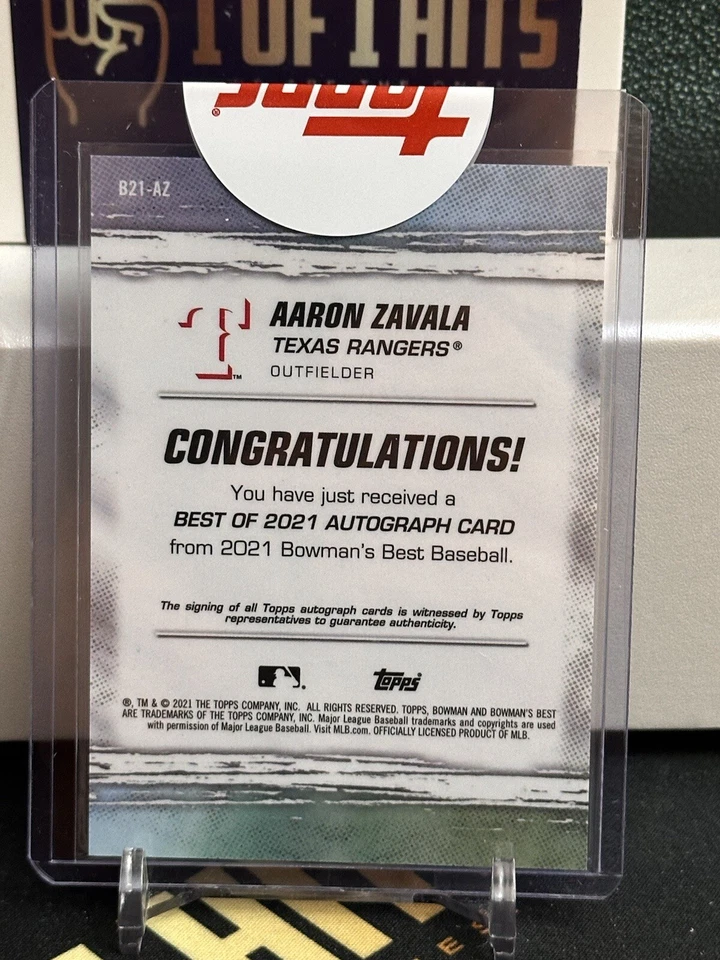 2021 Bowmans Best Aaron Zavala Best of 2021 Prospect Auto #B21-AZ Rangers - Image 2 of 2