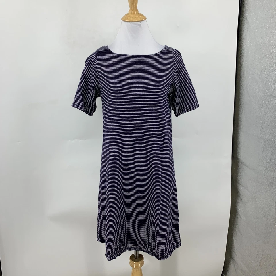 Vestido Camiseta Eileen Fisher Mujer PS Petite Pequeño Rayas Algodón Orgánico Cáñamo Foto 2 de 4
