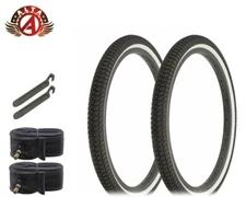 ALTALINE Bicycle TIRES 20" x 1.75" BLACK WHITE  INFECTION (2) TIRES,TUBE&LEVER