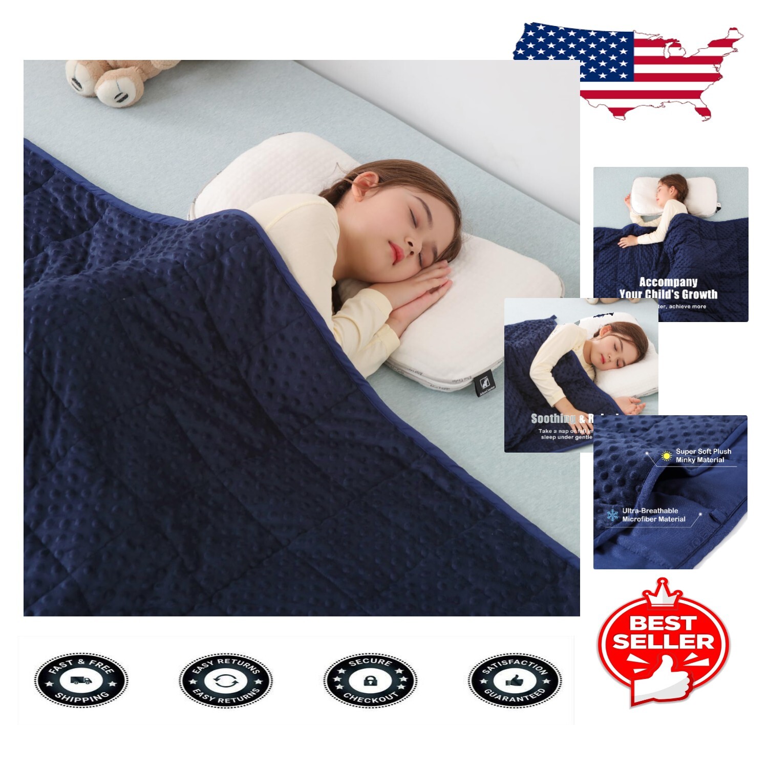Cooling Minky Weighted Blanket 41x60in for Kids Naps and Comfort-image