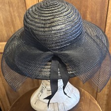 Vintage Ladies Black Hat  Bow Ribbon