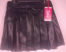 Justice Girls Black Pleated Pleather Skirt With Attached Short Size M 10 - New