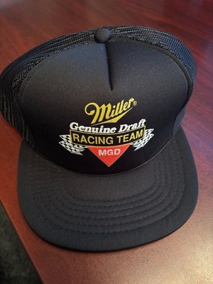 Vintage Miller Genuine Draft MGD NASCAR Racing Team Snapback Trucker Hat Black