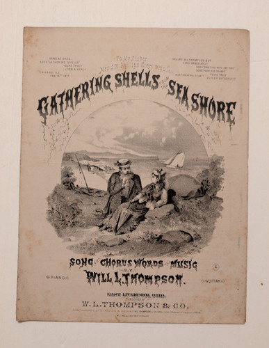 "Gathering Shells from the Sea Shore" W Thompson Antique Sheet Music 1874