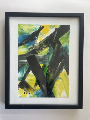 FRANZ KLINE Gemälde Energetisch Gelb Blau Moderne Kunst Abstrakt Expressionist B34