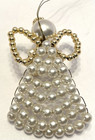 VTG Handmade Faux Pearl/Gold Tone Beaded 3" x 2" Christmas Angel Ornament — photo 6