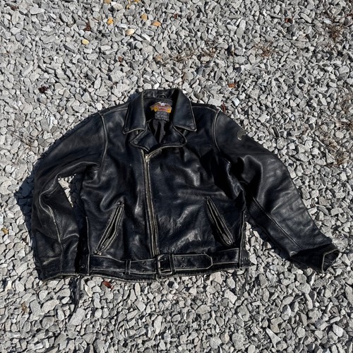 Giacca pelle nera Harley-Davidson vintage dorso aquila uomo taglia L - Foto 1 di 13