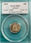 1874 Proof Liberty Seated Dime 10C PCGS PR62
