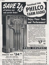 Anuncio de revista - 1939 - Radio PHILCO Farm - Modelo 95F