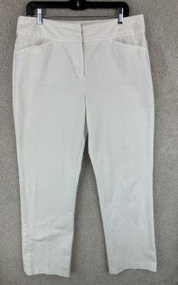 Rafaella Studio White Pants Womens 14 Chino Pants Straight Leg Flaw