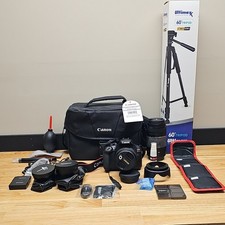 Canon EOS Rebel T6 Bundle w/ 18-55mm, 75-300mm Lenses, Tripod, Flash, Bags