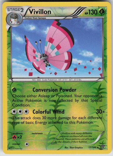 Vivillon Rare Reverse Holo XY Base Set LP 17/146