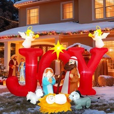 8 FT Christmas Inflatables Nativity Scene Outdoor Decoration for Yard, Christ...