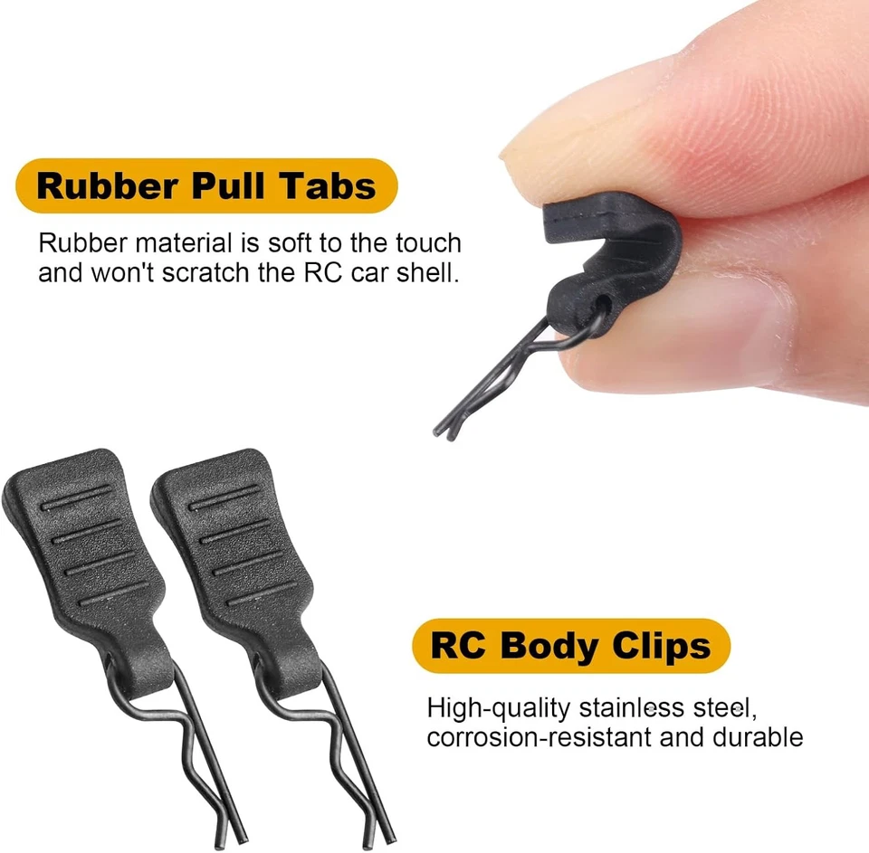 HobbyPark 50pcs Mini Clips R Pins with Pull Tabs for 1/24 0.7mm Rod and  - Image 3 of 4