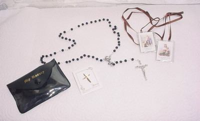 Roman First Communion Rosary Pin Scapular St Simon Stock Our Lady Of Carmel Set