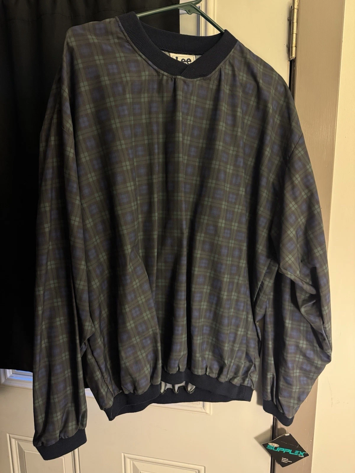 Vintage Lee Plaid Windbreaker Jacket XL - Blue Green Lightweight Water Resistant