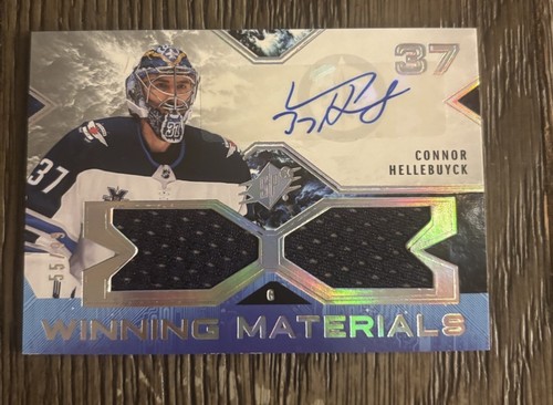 2021-22 SPx Winning Materials Autographs Connor Hellebuyck JERSEY AUTO 55/99