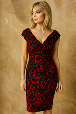 Gina Bacconi Floral Velvet Sequins Christmas Party Evening Dress Size 12 Sale