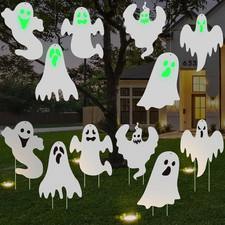 Halloween Outdoor Decorations Yard Signs Stakes 6PCS Ghost Lawn Decorations Sign