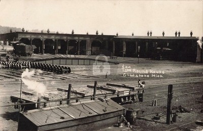 Railroad Soo Line Round House, Gladstone MI Michigan RPPC Photo Postcard COPY