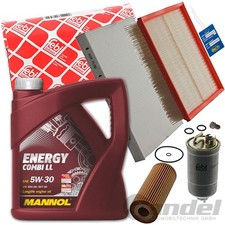 FEBI INSPEKTIONS PAKET SET+MOTORÖL 5W30 1.9 TDI für VW PASSAT 3B SKODA SUPERB 3U