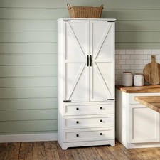 Farmhouse Kitchen Pantry Cabinet - 72" Tall Large Wood Kitchen Storage Cabinet