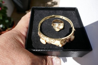 585 Gold Armband/Armreif u. Ring Grandeln Tracht auch einzeln zu verkaufen Punze