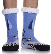Mens Warm Slipper Socks Soft Cozy Fuzzy FleeceLined Winter Non Slip Indoor