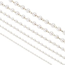 5m/16ft Imitation Pearl Beaded Chain with Brass Links for Jewelry 5m 5mm