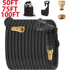 Heavy Duty 50/75/100FT Expandable Garden Hose Pipe Flexible With Water Spray Gun