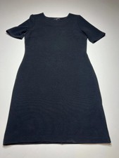 Mario Serrani Italy Dress Womens Small Black Knit Ribbed Bodycon Short Sleeve