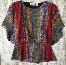 SERENGETI Women's Size M Multi-Color Flowing Slimming Chiffon Blouse