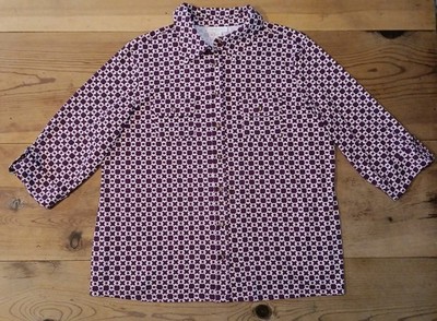 Charter Club Woman 2X Purple Chain Links Button Front Liquid Knit Stretch Luxury
