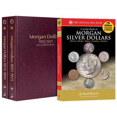 Morgan Dollar Set   Guide Book + 2 Whitman Prestige  Albums 1878 1921