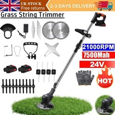 24V Electric Cordless Grass Trimmer Strimmer Garden Edger Cutter with 2 Battery