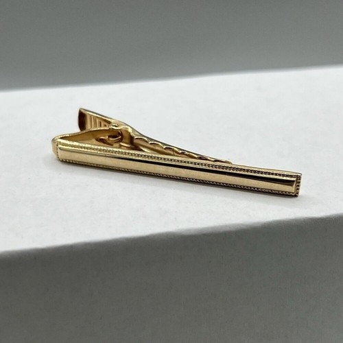 Vintage Tie Clip Tie Bar Clasp Gold Tone New Old Stock 50s-70s MFG L#0250 2 IN W