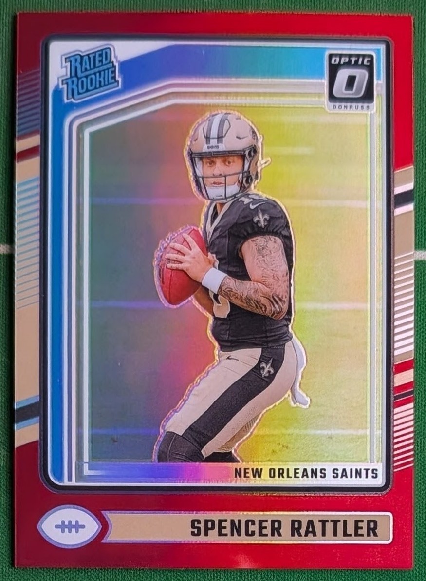 2024 Panini Donruss Optic Spencer Rattler Rated Rookie Red /125 Saints #289