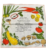 Set of 11 Vintage Vera Newman Linen MCM Garden Salad With Yogurt Dressing Towels