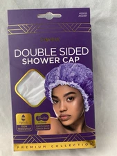 Donna Premium Collection Double Sided Shower Cap White #22025               D2-2