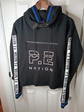 PE Nation X Small Hoodie Black With White And Blue Stripes Men/Woman