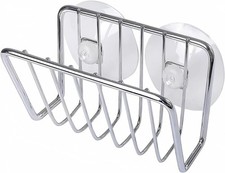 Sponge Holder For Kitchen Sink Stainless Steel Suction Cup Sponge Caddy Silver