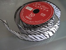 Black  White Zebra Wired Edged Ribbon Approx. 30 ft.