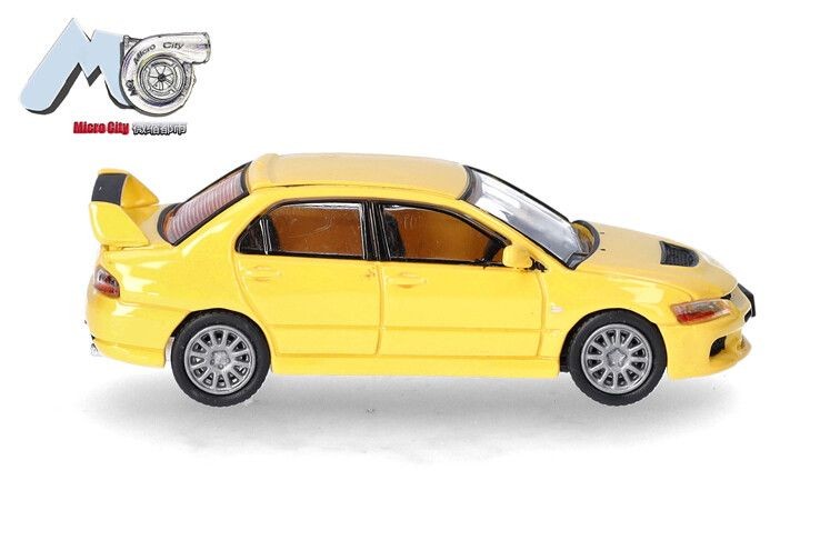 MITSUBISHI Lancer Evolution 9 jaune 1/87 MICRO CITY pour décor de diorama - 4