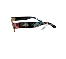 ED HARDY Sunglasses Y2K Tattoo Art Dragon Ed-Annunciation BLK BLUE GOLD 100 UV