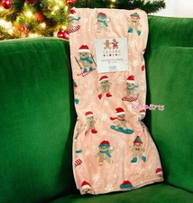 Gingerbread Man Girl Plush Throw Blanket 50”X70” Christmas Peppermint Candy Cane
