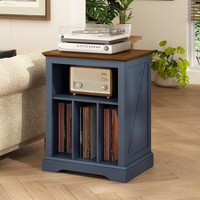 Record Player Stand with Vinyl Record Storage, Large Wood Turntable Stand Cab...