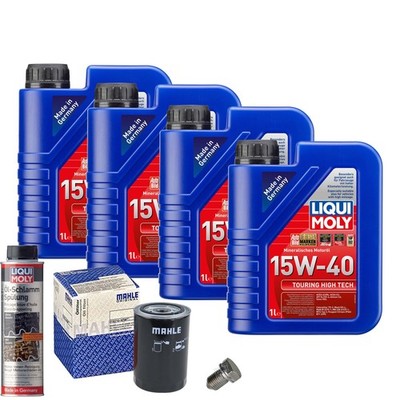 Motoröl 15W40 LIQUI MOLY 4L+MAHLE Ölfilter+Ölschlammspülung+Ölablassschraube
