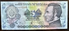 Honduras Billet 5 Lempiras 1997 